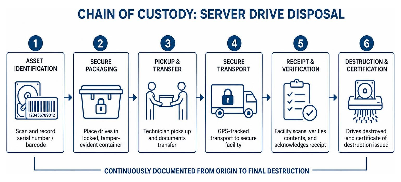 Chain of custody sequence diagram for server drive disposal