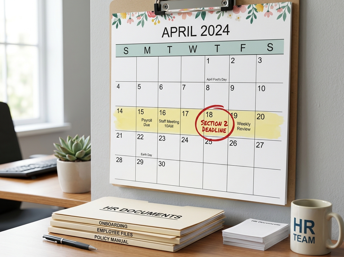 Calendar highlighting the three-day rule for Section 2 completion - i-9 and e-verify
