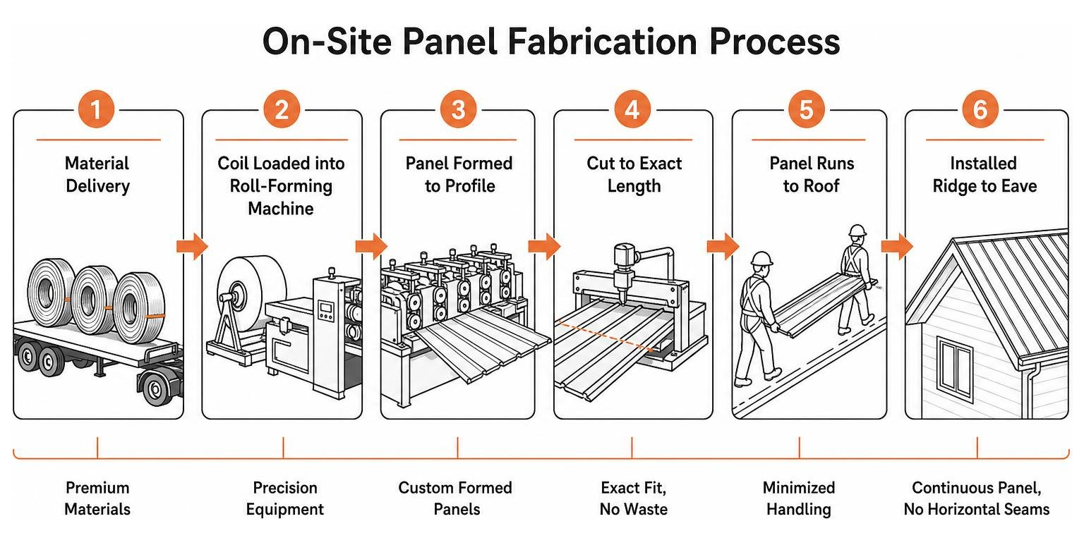 On-site panel fabrication process diagram