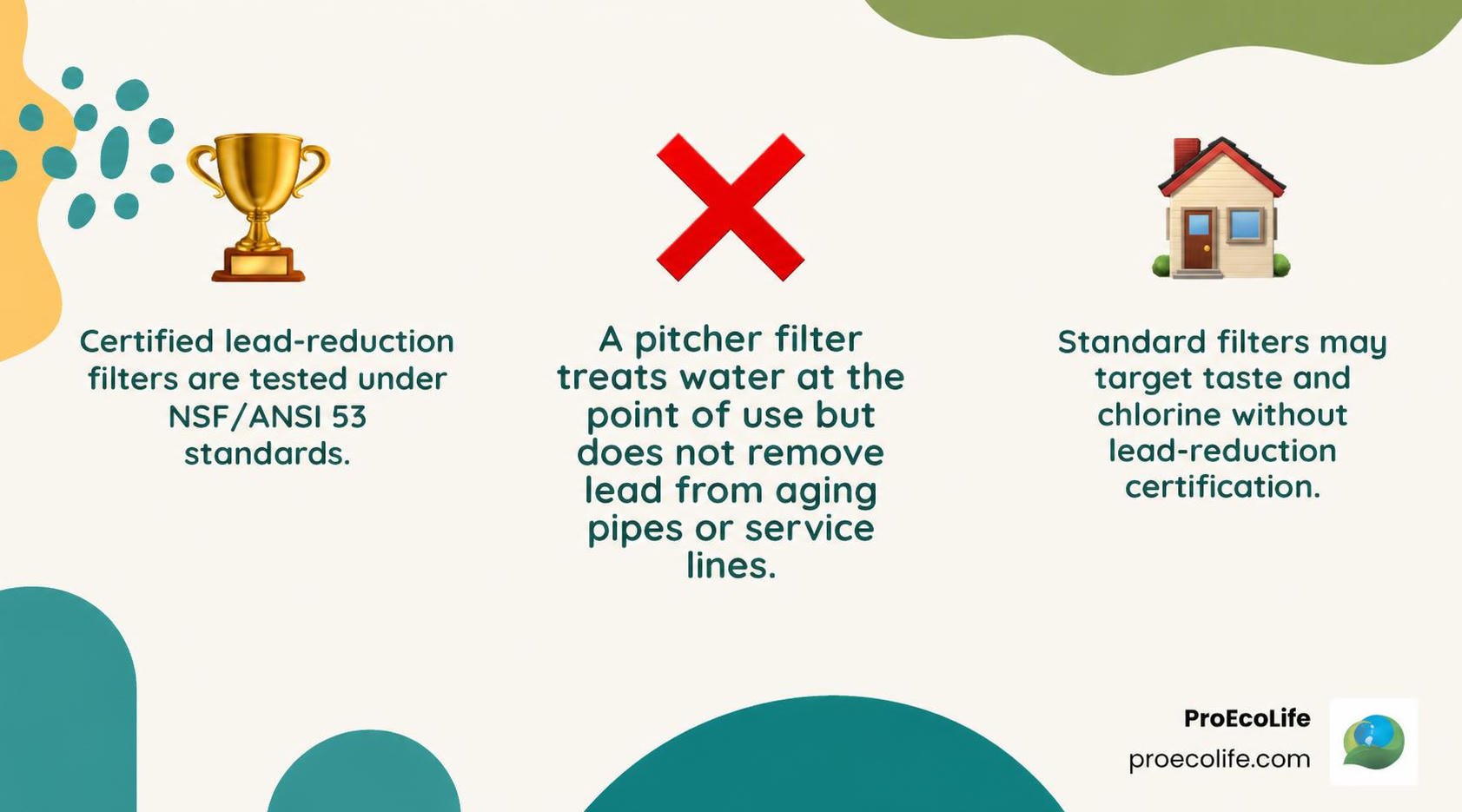 Premium versus standard lead certification and what a pitcher filter can and cannot protect infographic Premium versus standard lead certification and what a pitcher filter can and cannot protect infographic