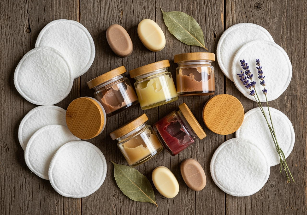 various eco-friendly options like cleansing balms, reusable pads, and solid bars - eco friendly makeup remover