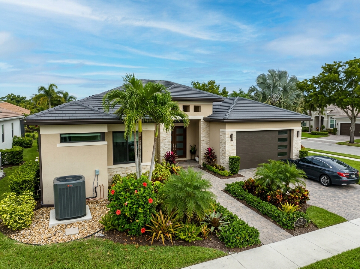 modern South Florida home with upgraded exterior features - ac installation home in coral springs, fl