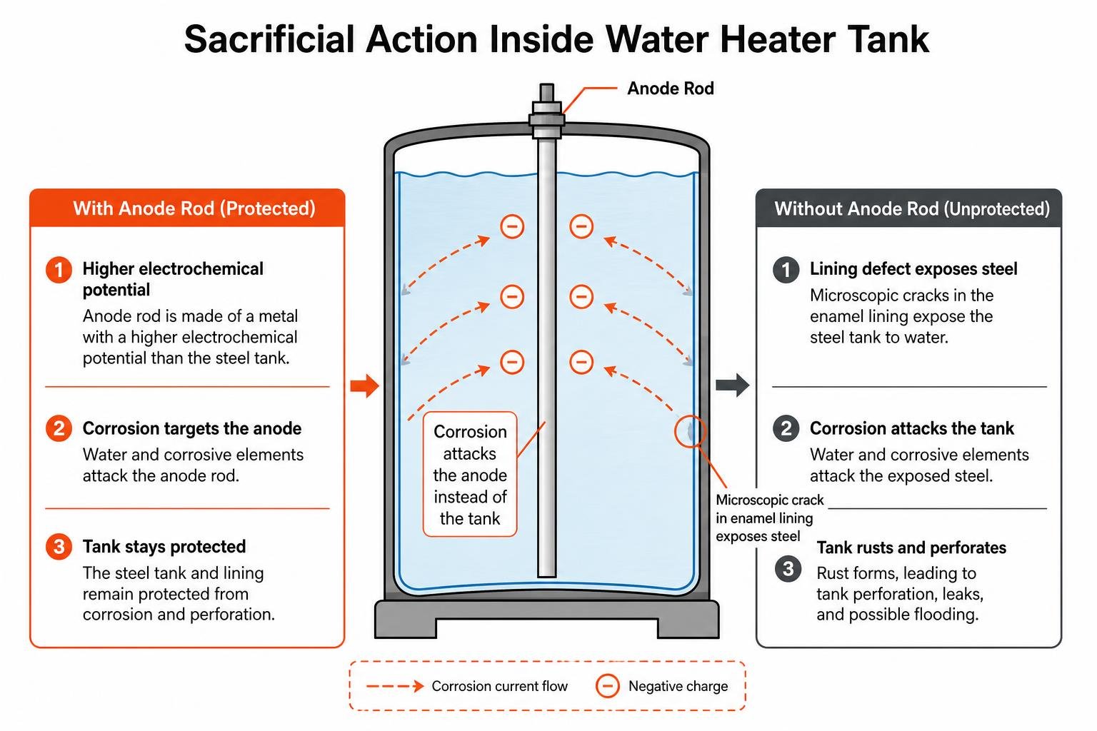 Sacrificial action inside water heater tank diagram Sacrificial action inside water heater tank diagram