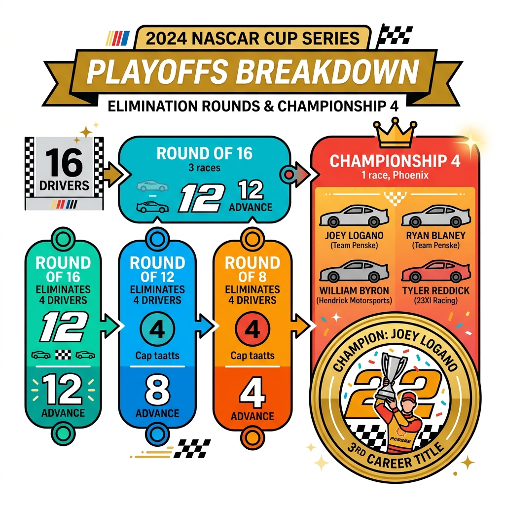 2024 NASCAR Cup Series playoff elimination rounds and Championship 4 breakdown infographic - nascar drivers 2024 infographic 2024 NASCAR Cup Series playoff elimination rounds and Championship 4 breakdown infographic - nascar drivers 2024 infographic
