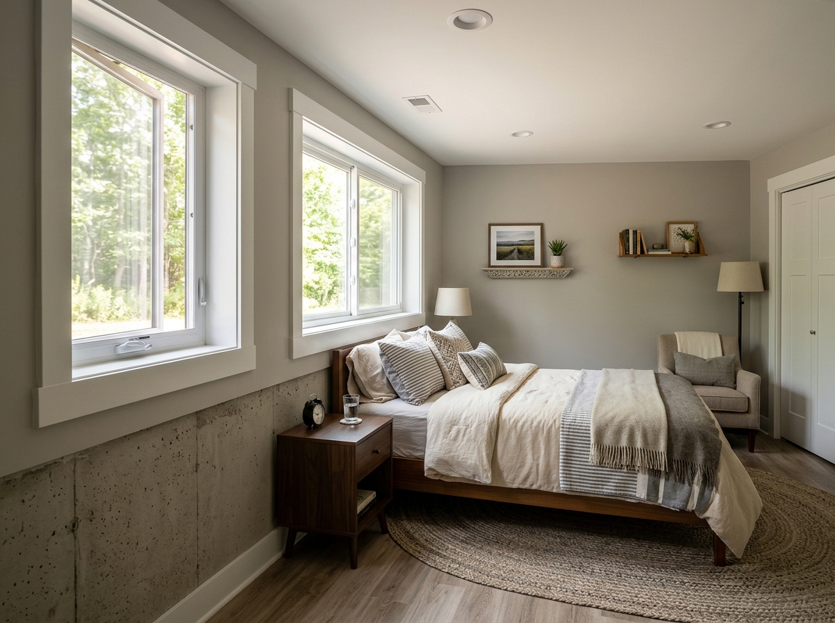 various window styles including casement and sliding installed in a finished basement - windows for basement bedroom various window styles including casement and sliding installed in a finished basement - windows for basement bedroom