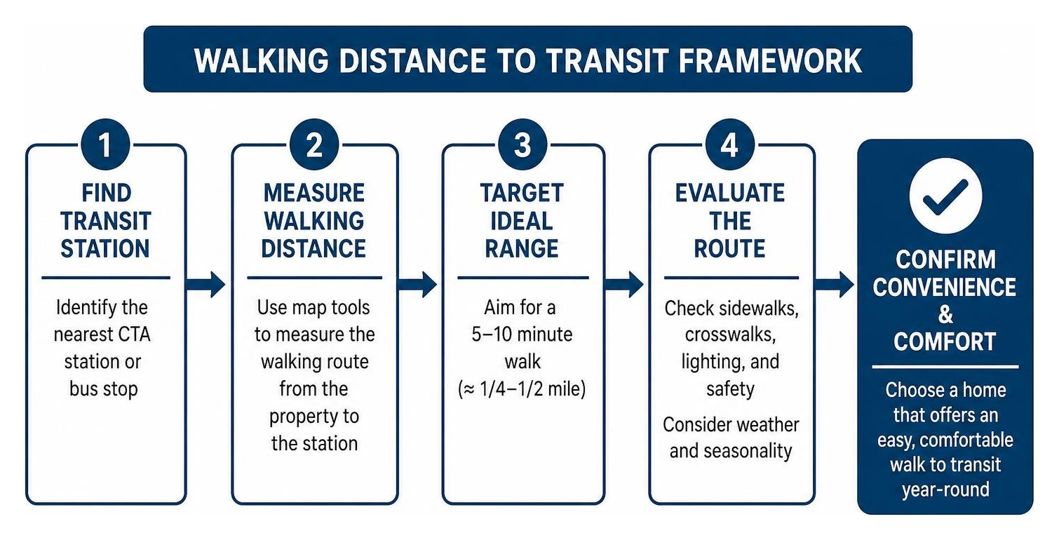 Walking distance to transit framework diagram Walking distance to transit framework diagram