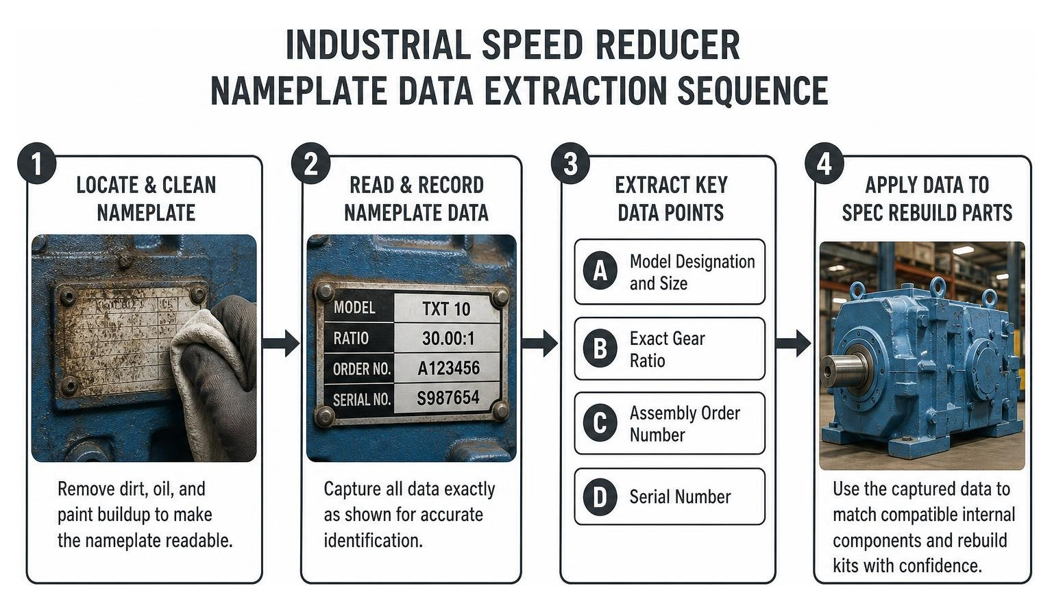 Industrial speed reducer nameplate data extraction sequence Industrial speed reducer nameplate data extraction sequence