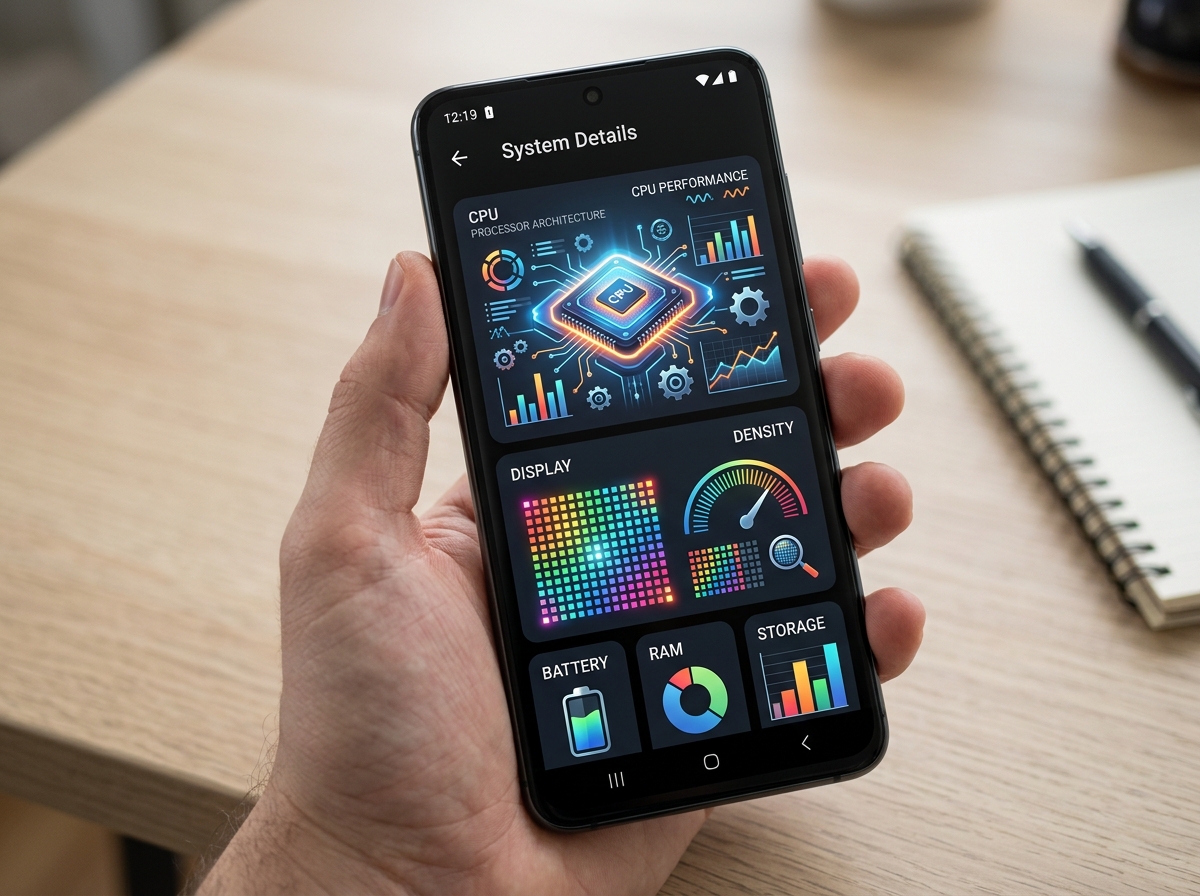 Android device hardware info showing CPU architecture and DPI settings - how to use apkmirror