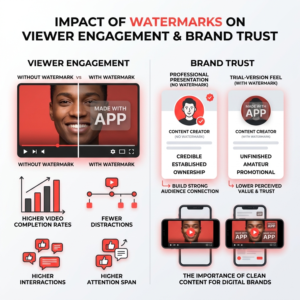 infographic explaining the impact of watermarks on viewer engagement and brand trust - video editing app no watermark infographic explaining the impact of watermarks on viewer engagement and brand trust - video editing app no watermark