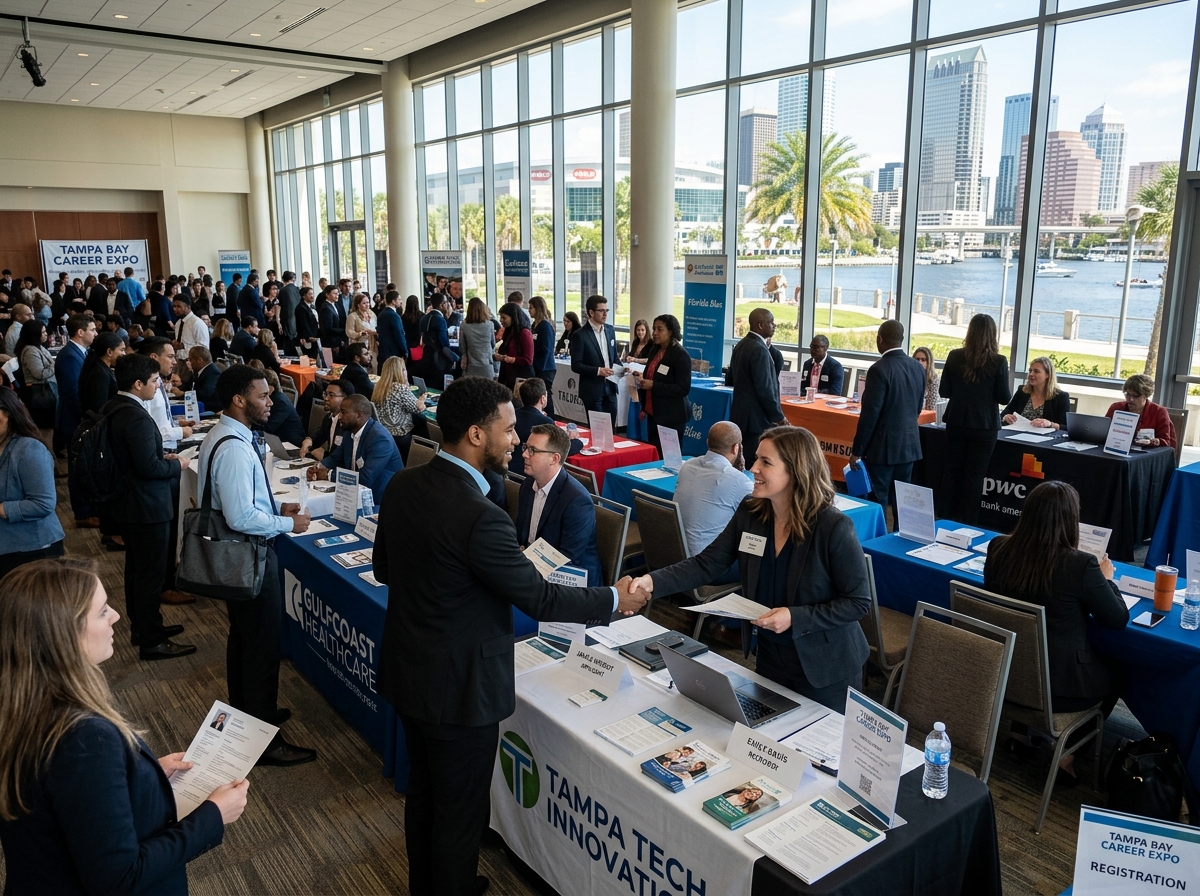 A professional networking event in Tampa Bay where job seekers and employers connect - jobs in tampa bay florida