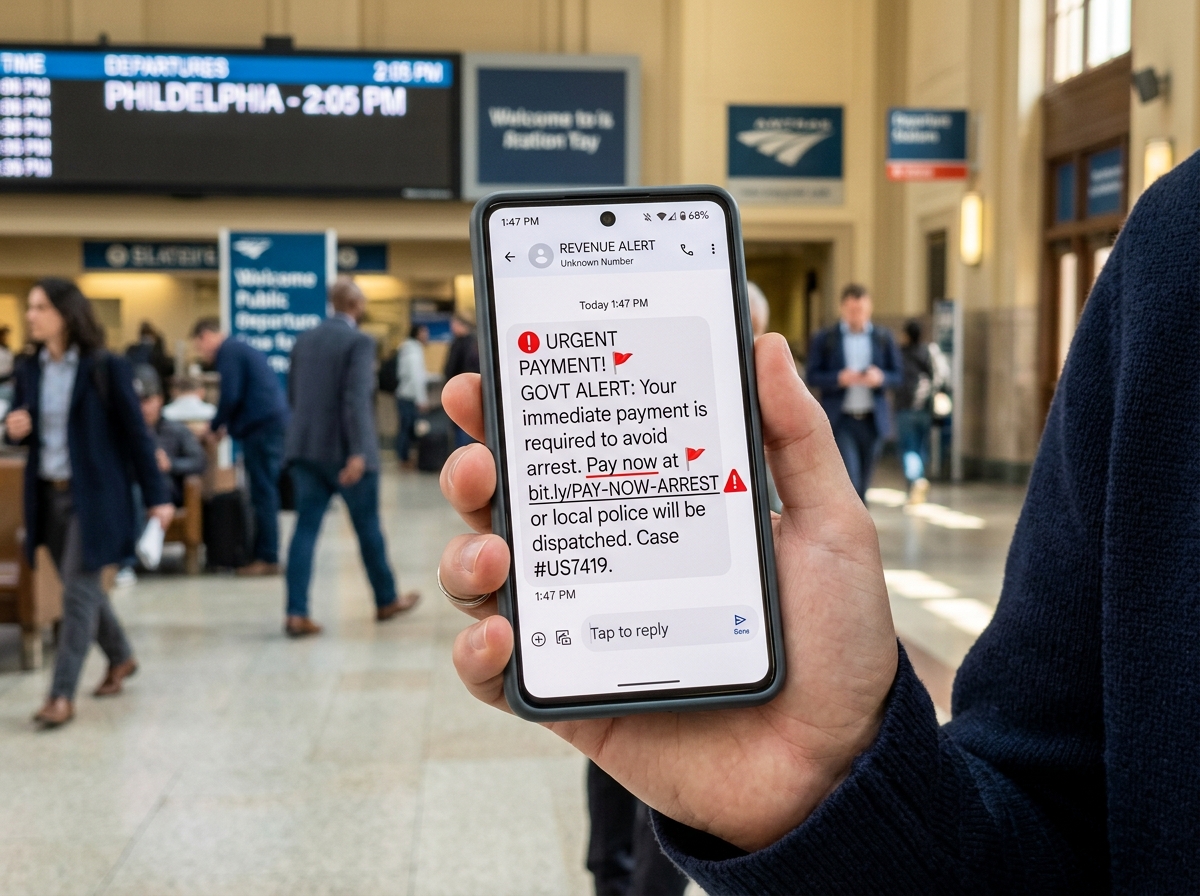 Red flags in a fraudulent text message including urgent threats and suspicious links - MVA scam text Maryland Red flags in a fraudulent text message including urgent threats and suspicious links - MVA scam text Maryland