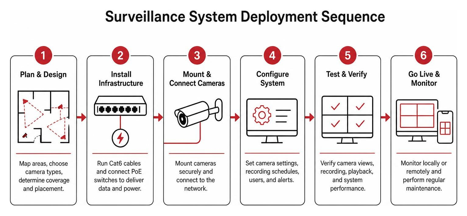 Surveillance system deployment sequence Surveillance system deployment sequence