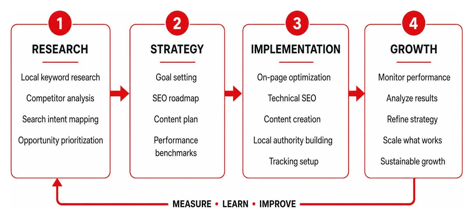 SEO strategic lifecycle research implementation growth diagram