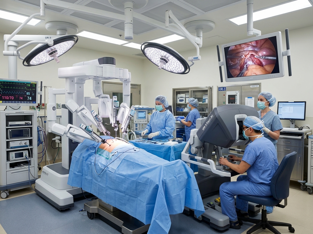 A robotic surgical system in an operating room - advanced healthcare treatments