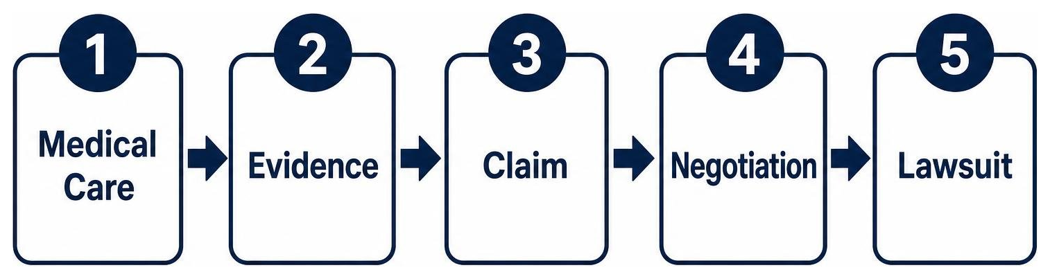 Motorcycle lawsuit claim roadmap: medical care, evidence, claim, negotiation, lawsuit Motorcycle lawsuit claim roadmap: medical care, evidence, claim, negotiation, lawsuit