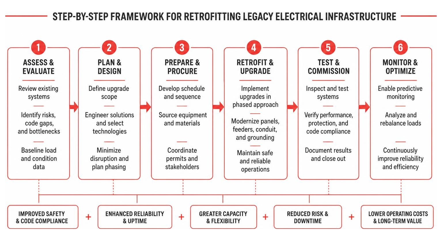 Step-by-step framework for retrofitting legacy electrical infrastructure