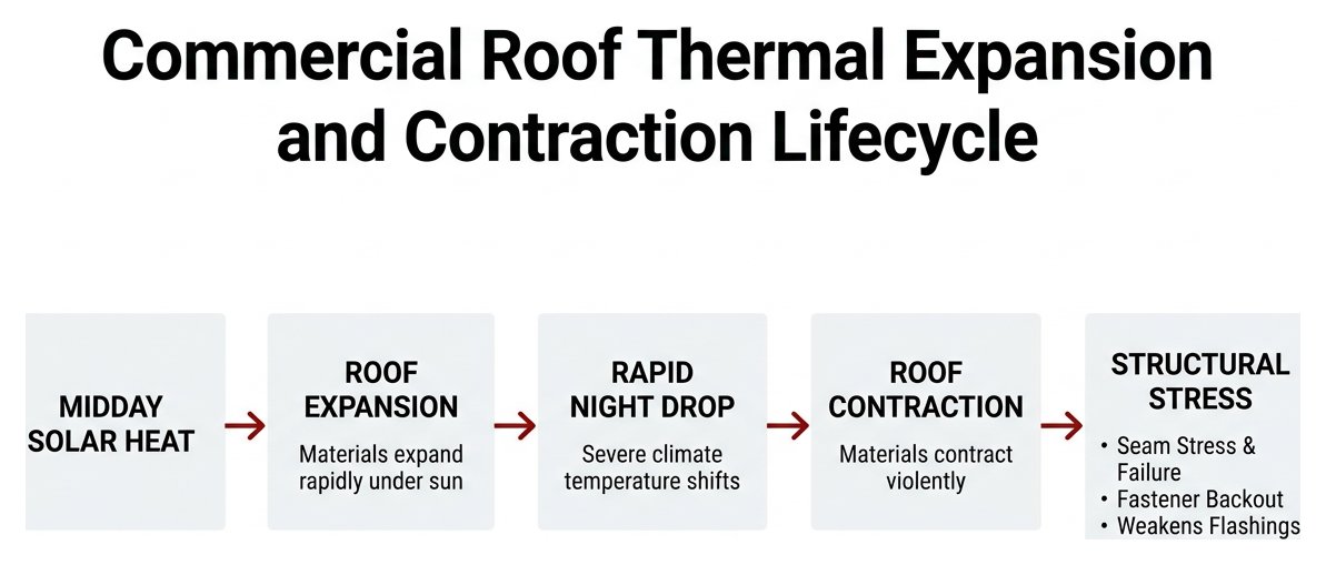 Commercial roof thermal expansion and contraction lifecycle Commercial roof thermal expansion and contraction lifecycle