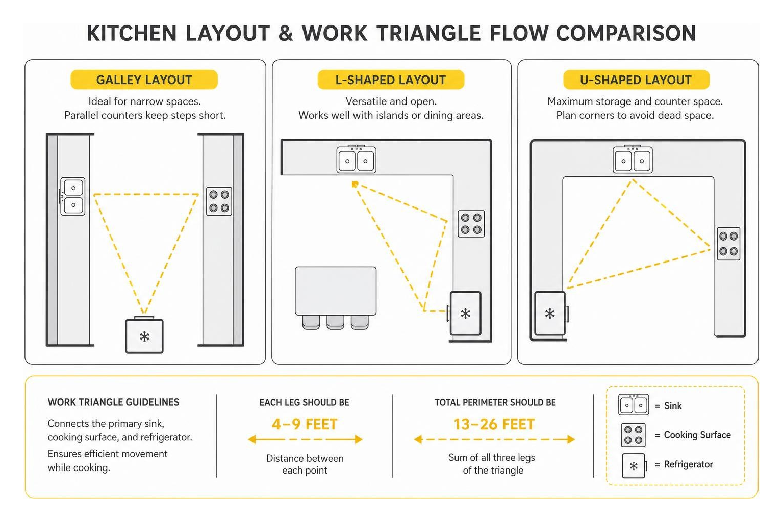kitchen layout and work triangle flow comparison kitchen layout and work triangle flow comparison