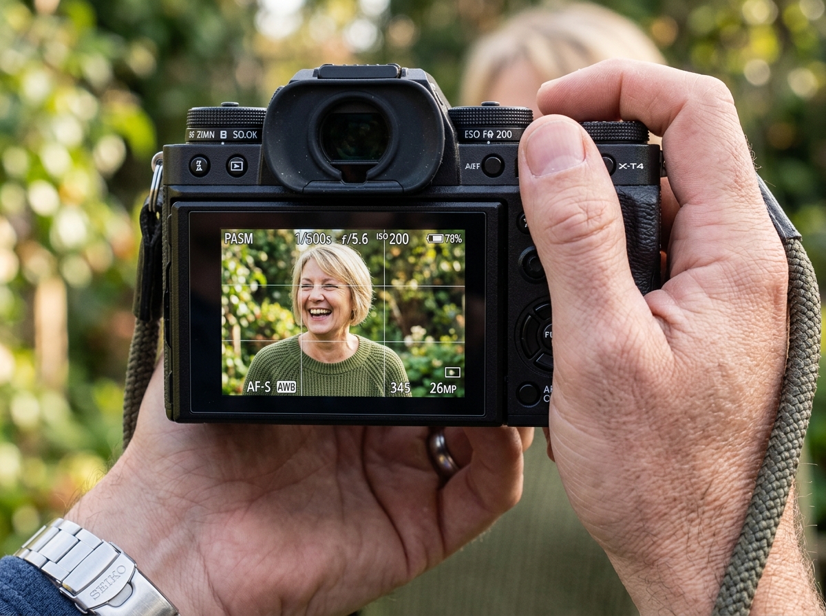 Camera LCD screen showing a rule of thirds grid overlay used for framing a subject - rule of thirds in filmmaking Camera LCD screen showing a rule of thirds grid overlay used for framing a subject - rule of thirds in filmmaking