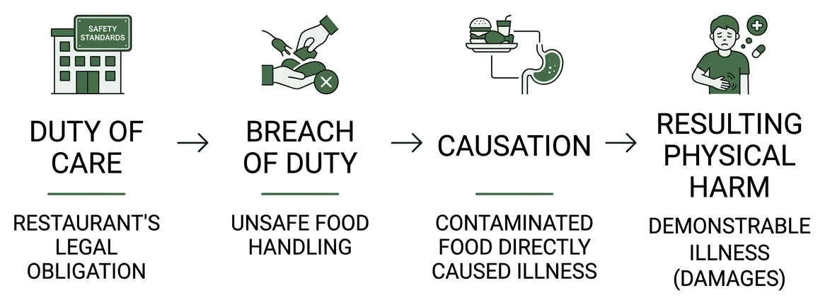 Legal liability framework: duty of care, breach, causation, and resulting physical harm