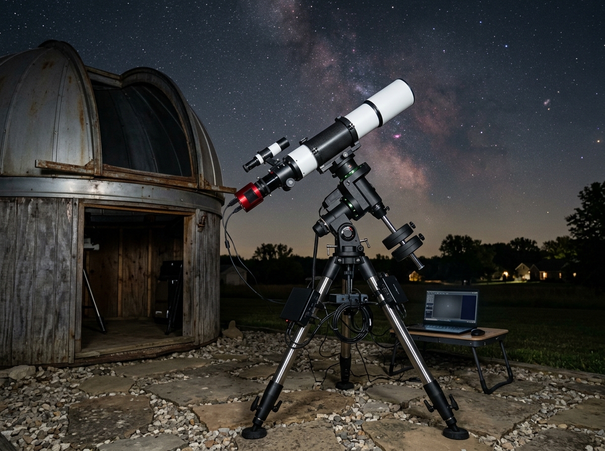 A complete $2,500 deep-sky rig featuring an APO refractor and equatorial mount - best budget astrophotography setup