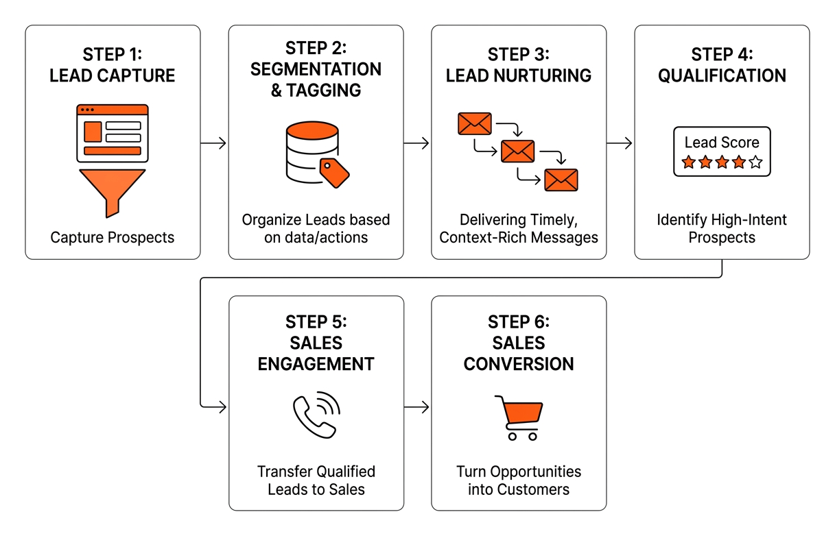 Step-by-step framework of marketing automation from lead capture to sales conversion Step-by-step framework of marketing automation from lead capture to sales conversion