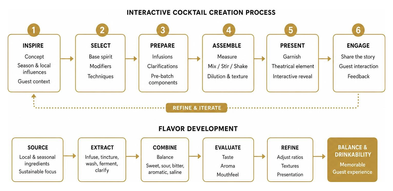 Interactive cocktail creation process and flavor development Interactive cocktail creation process and flavor development