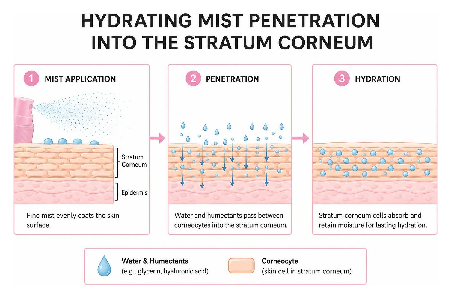 Hydrating mist penetration into the stratum corneum Hydrating mist penetration into the stratum corneum
