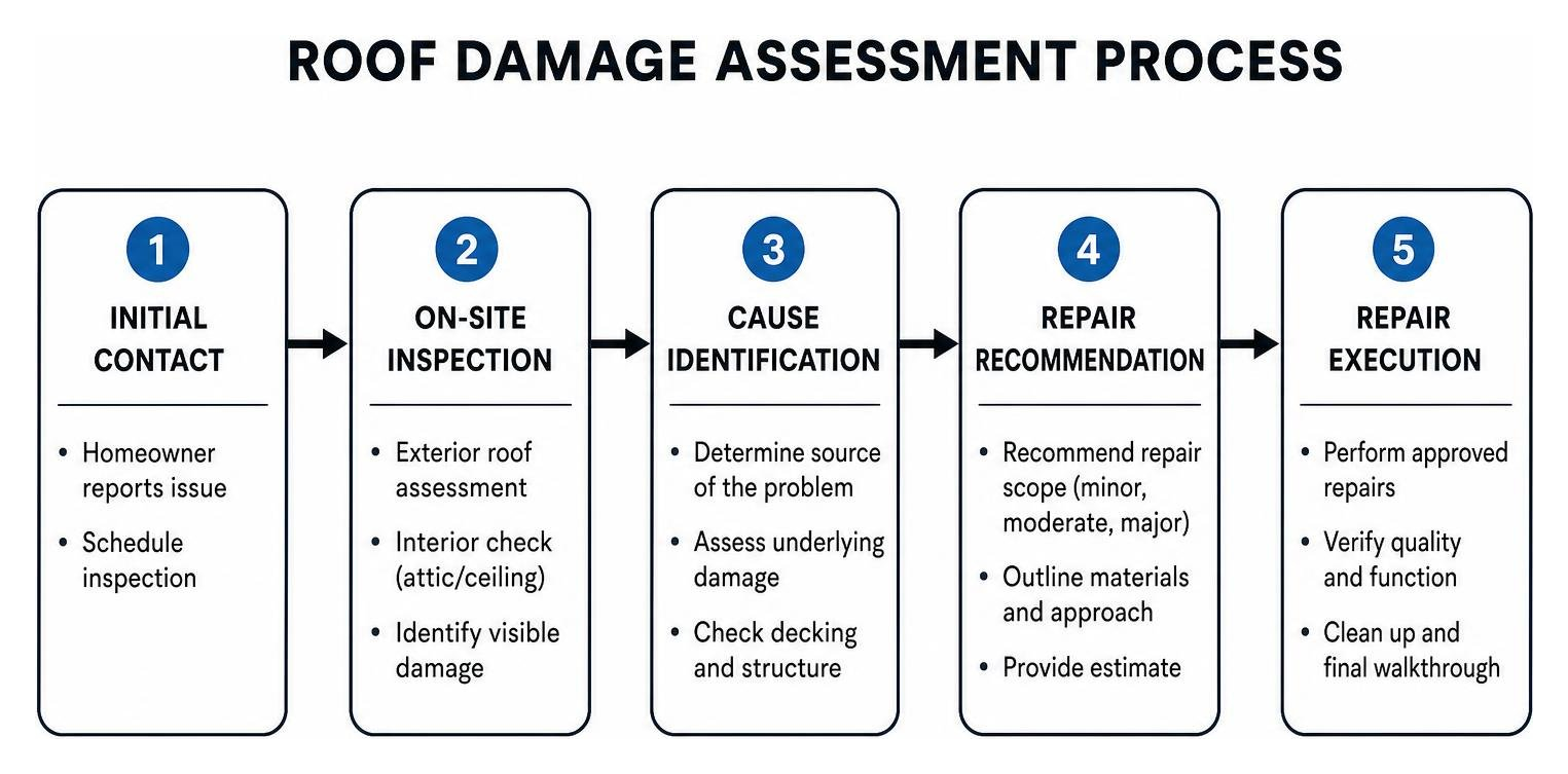 Roof damage assessment process flowchart Roof damage assessment process flowchart