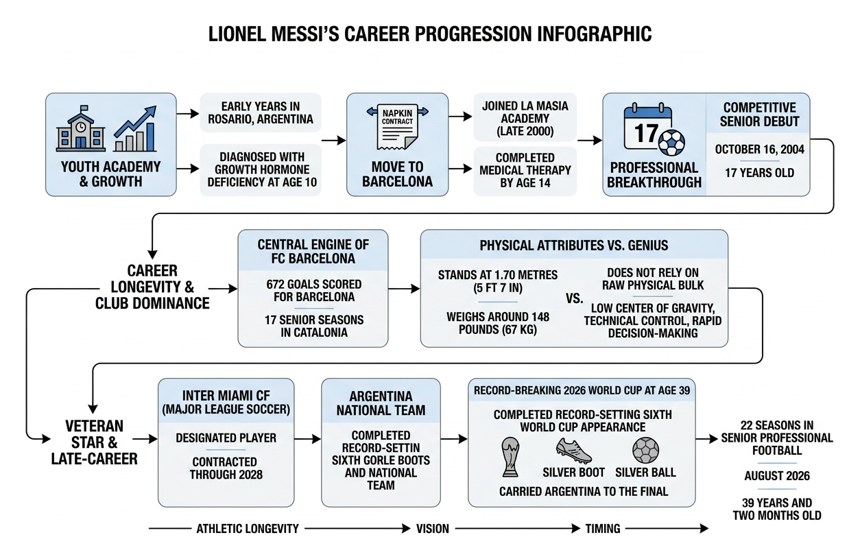 Lionel Messi career progression from youth academy to veteran star Lionel Messi career progression from youth academy to veteran star