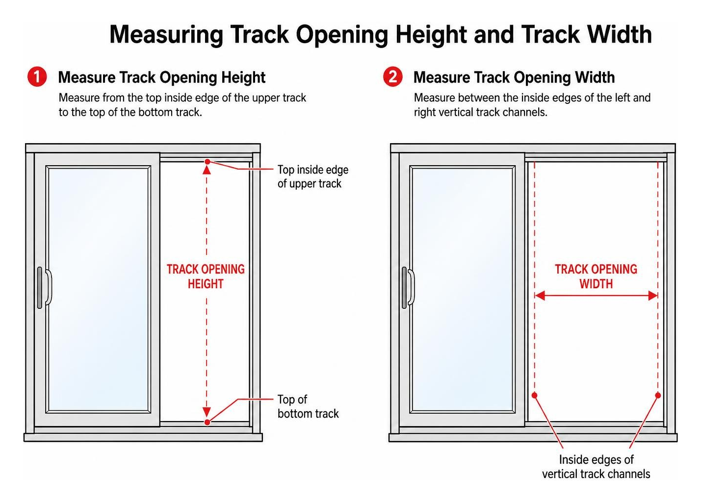 Measuring track opening height and track width