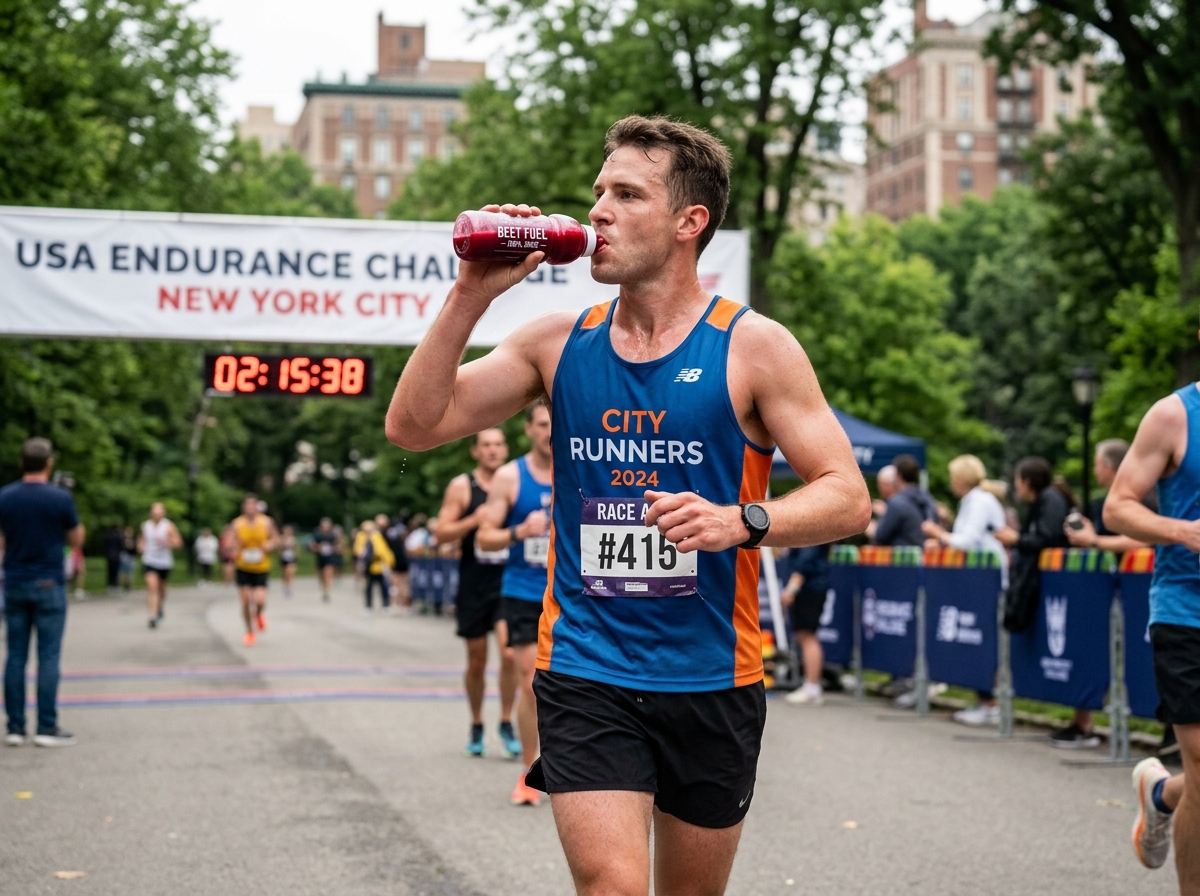 an endurance runner drinking beetroot juice - beetroot juice health benefits