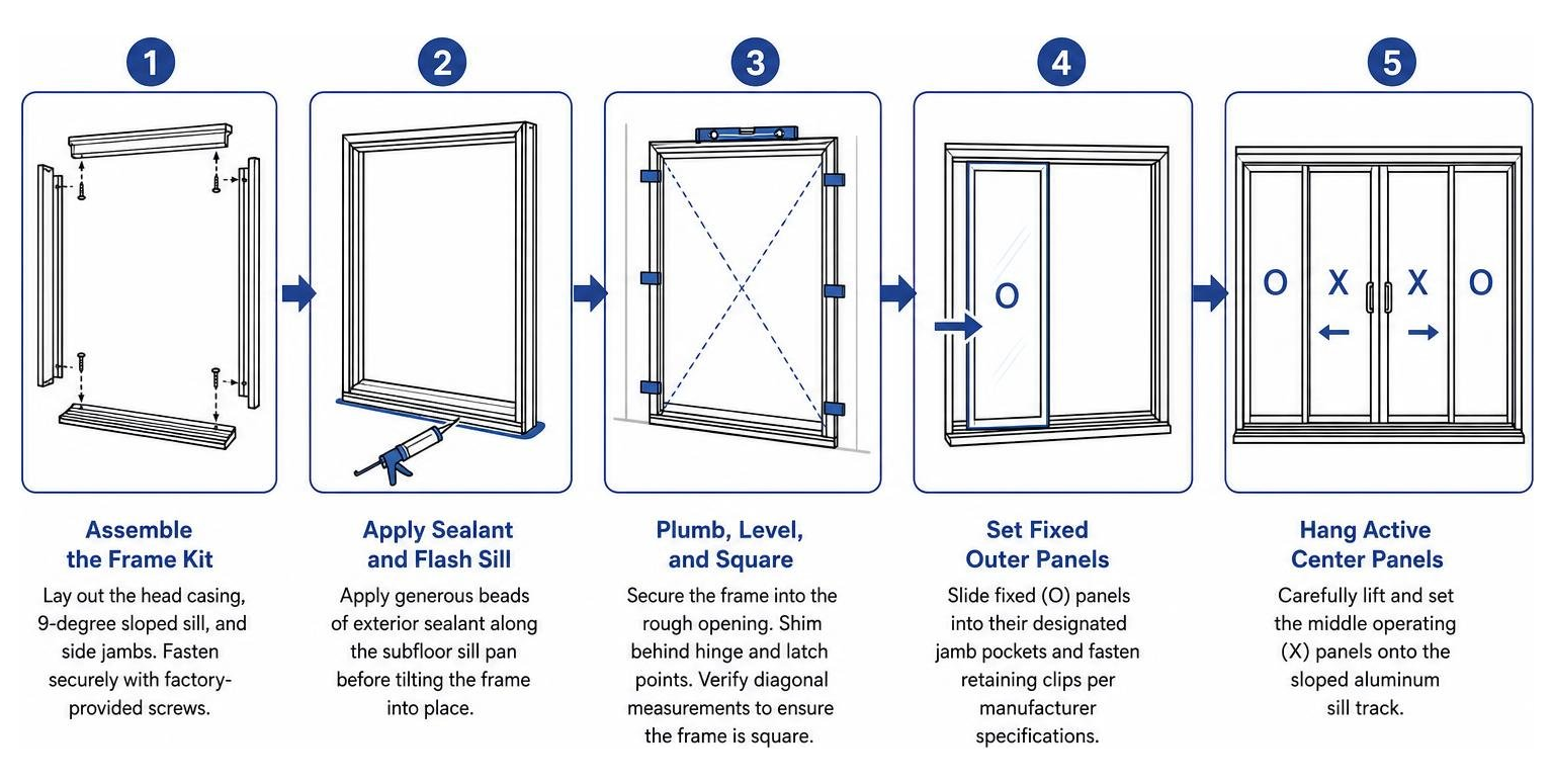 Knock-down door assembly sequence process diagram Knock-down door assembly sequence process diagram