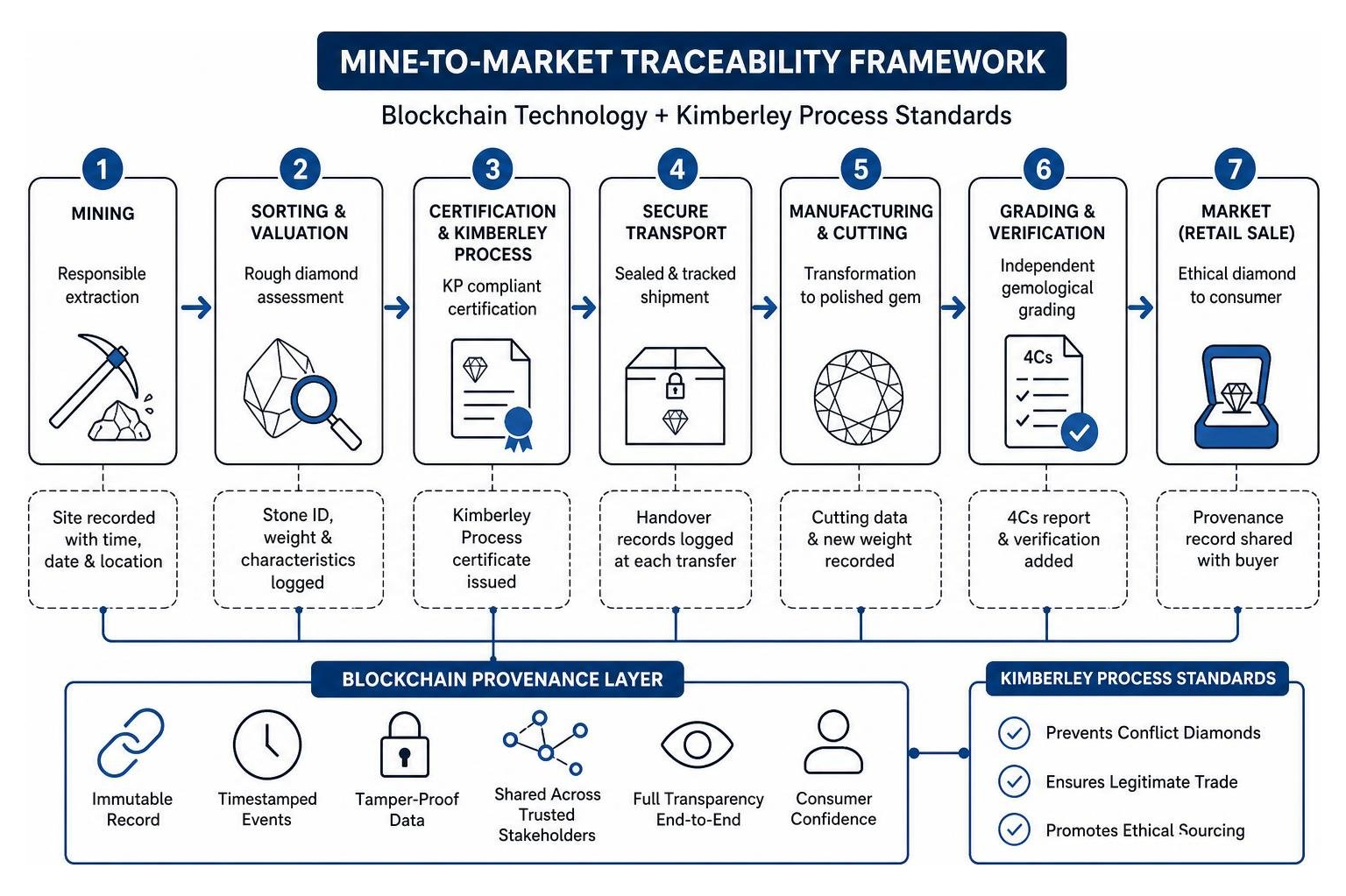 Mine-to-market traceability framework using blockchain and Kimberley Process standards Mine-to-market traceability framework using blockchain and Kimberley Process standards