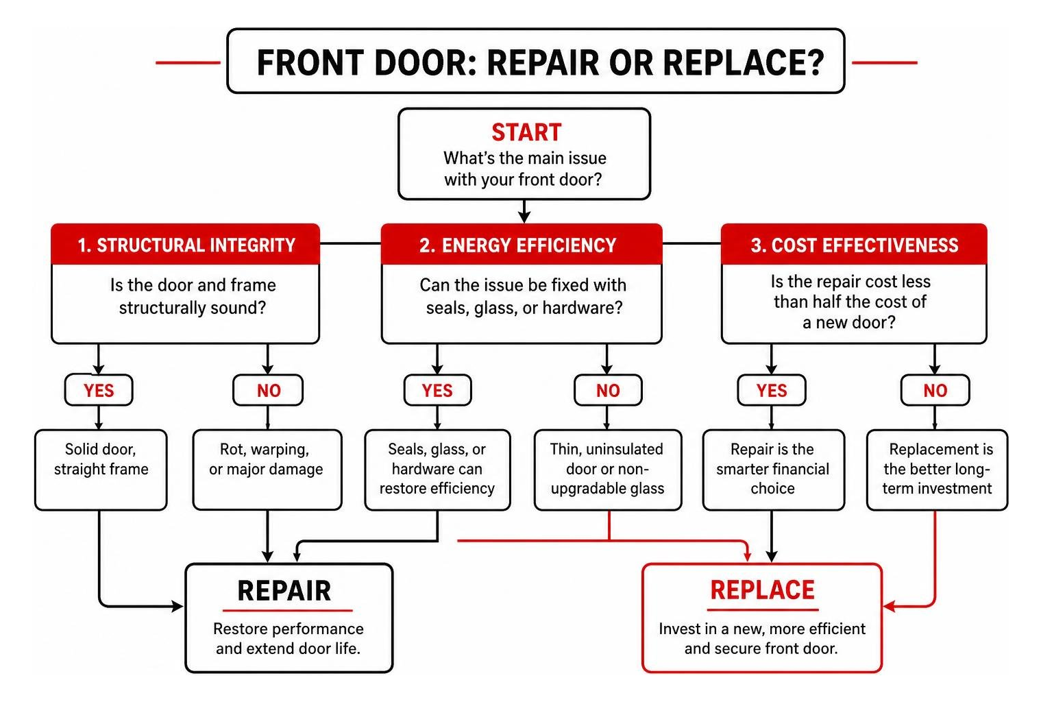 front door repair vs replacement decision flow diagram front door repair vs replacement decision flow diagram