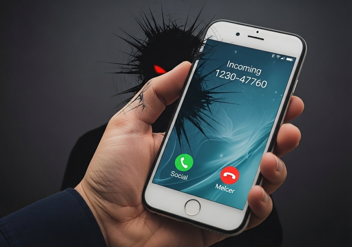 illustrating how Caller ID spoofing works by showing a scammer's real number being hidden behind a legitimate-looking local number - spectrum spam calls