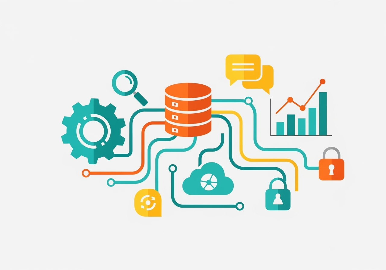 various software logos connected by lines to represent an integrated system - hubspot crm optimization