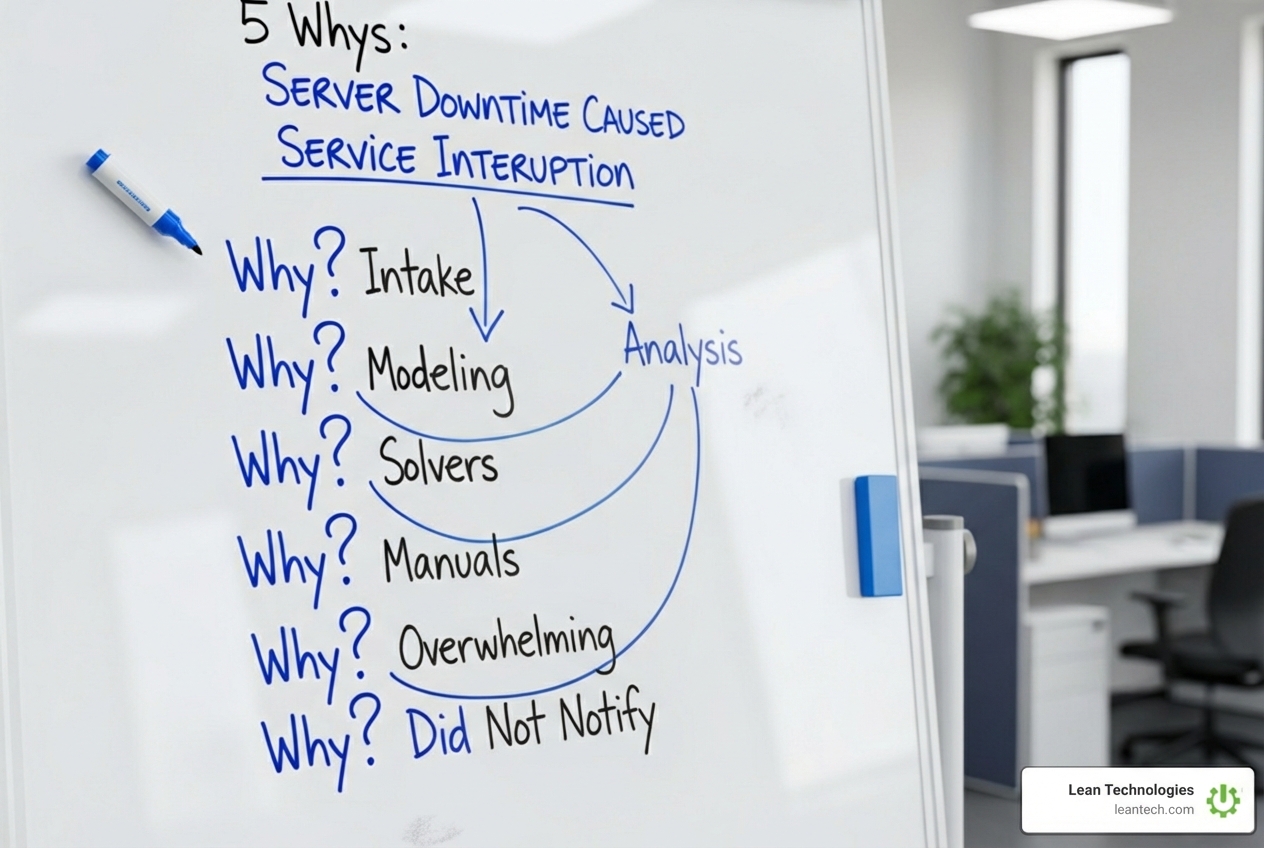simple, hand-drawn 5 Whys diagram on a whiteboard - continuous improvement and kaizen simple, hand-drawn 5 Whys diagram on a whiteboard - continuous improvement and kaizen