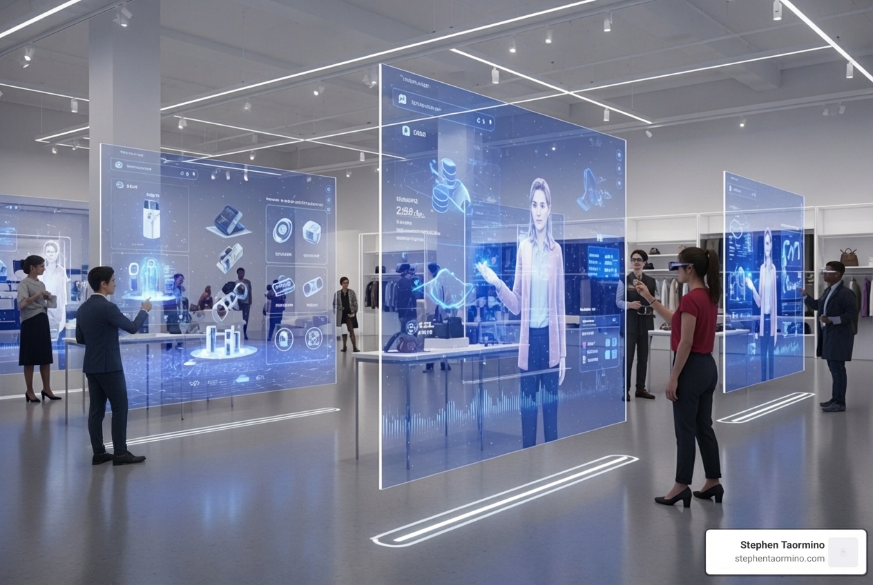 Futuristic retail interface with AI and AR elements - B2C marketing strategies Futuristic retail interface with AI and AR elements - B2C marketing strategies