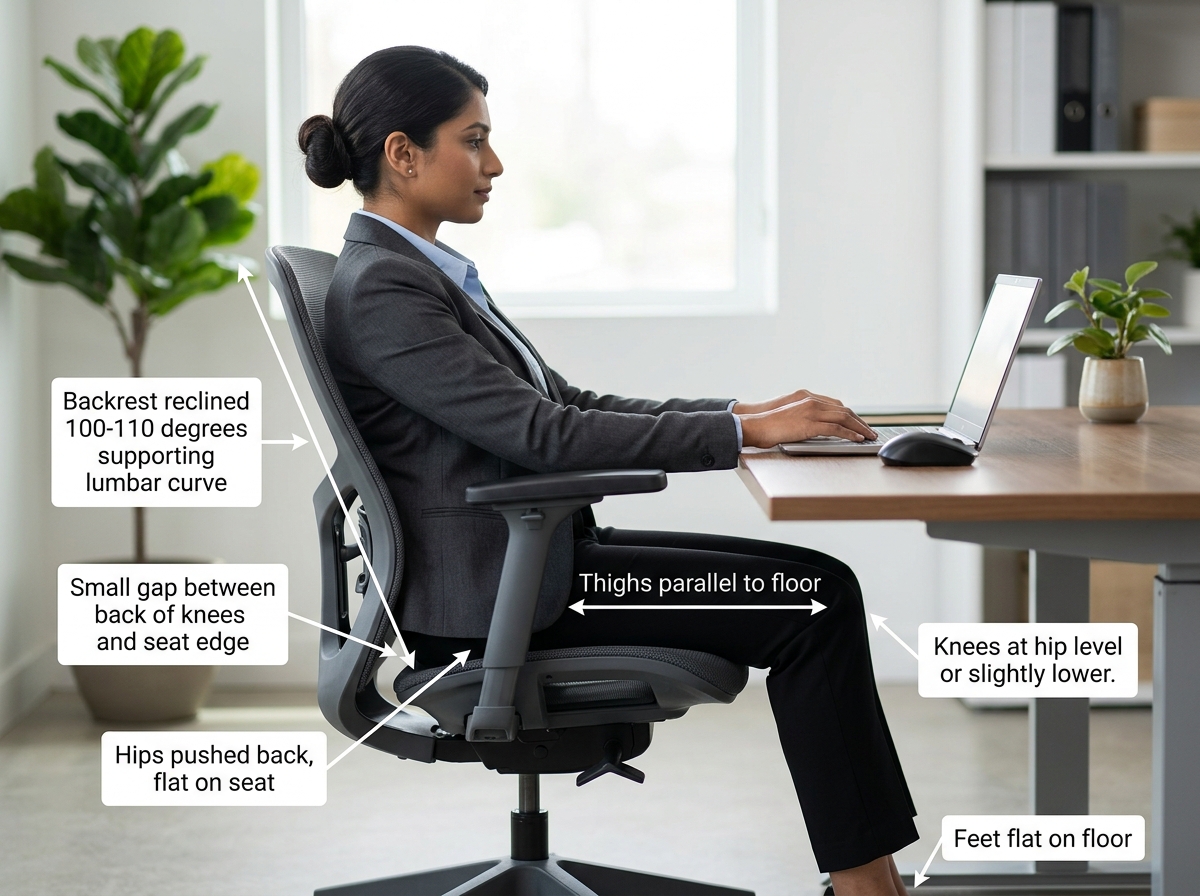 correct sitting posture and chair angles - how to set up workstation ergonomically correct sitting posture and chair angles - how to set up workstation ergonomically