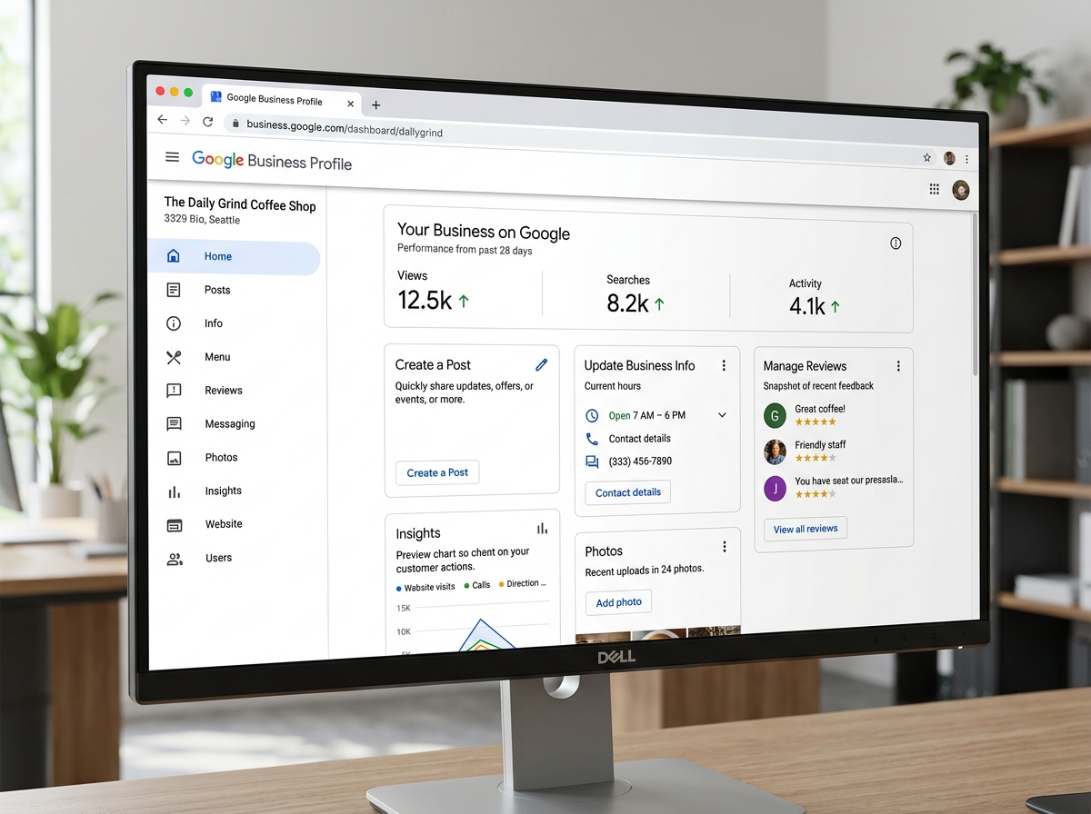 The Google Business Profile dashboard showing various management options - Google My Business