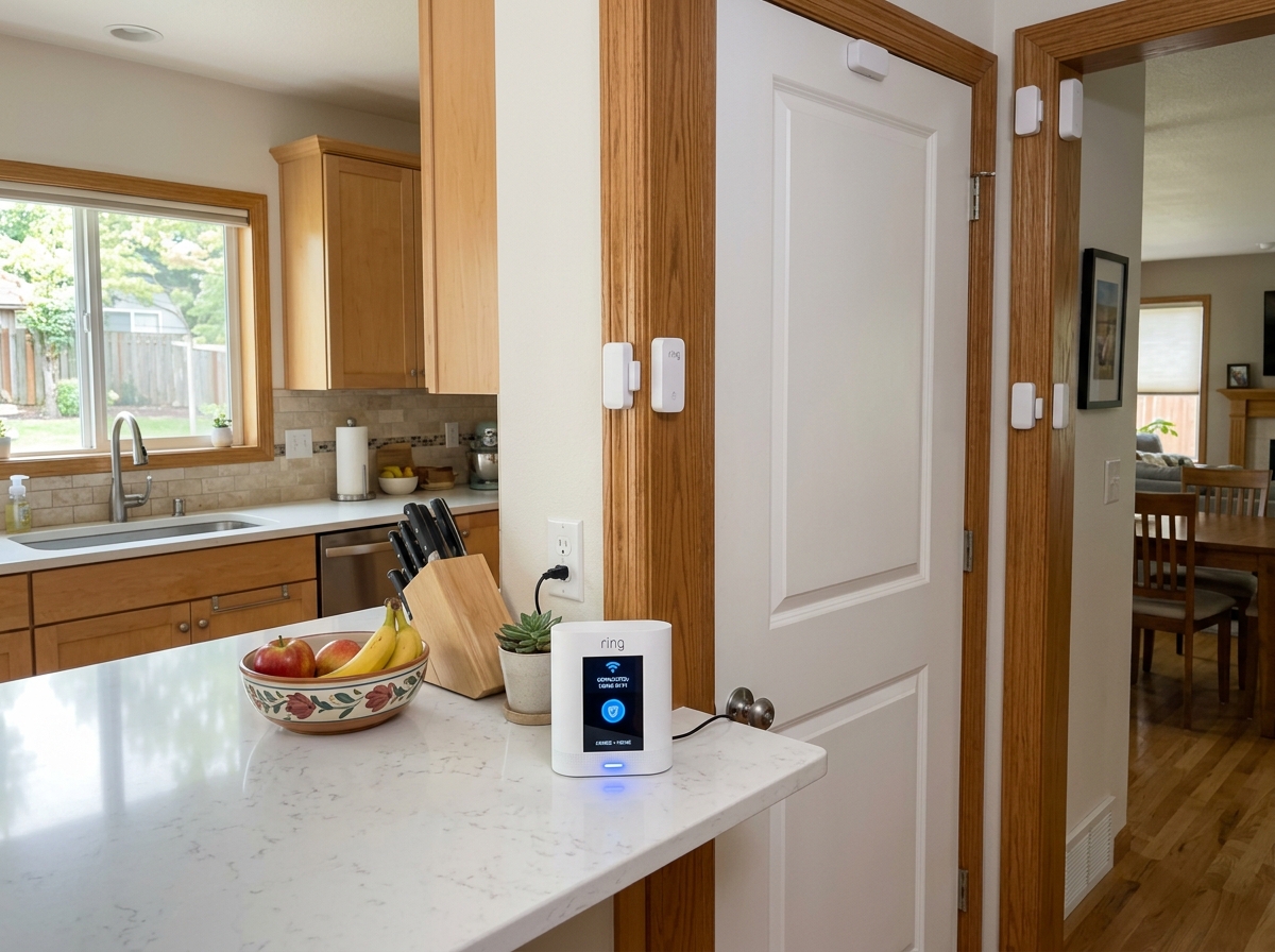 central security hub and door sensors - diy home alarm systems