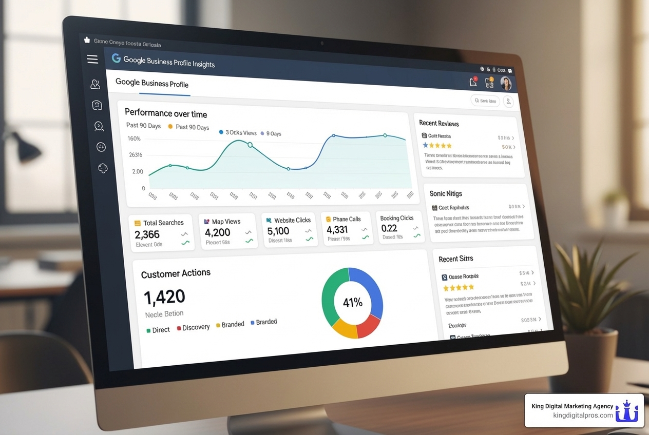 Dashboard showing Google Business Profile insights - local SEO specialists Dashboard Showing Google Business Profile Insights - Local Seo Specialists