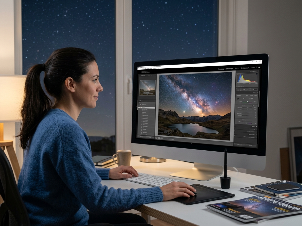 Lightroom Develop module showing initial lens correction settings - edit Milky Way photos