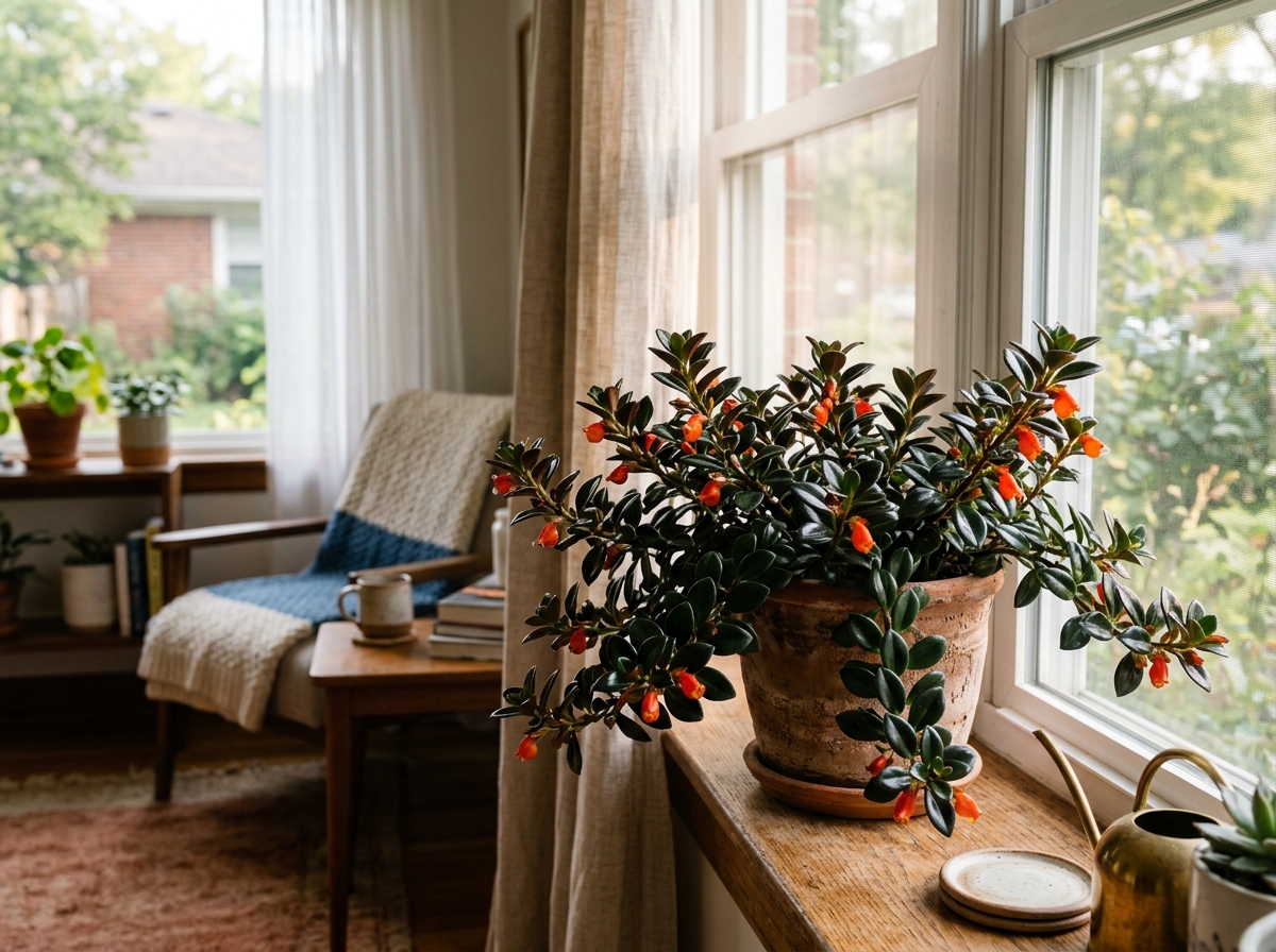Black Goldfish Plant near a bright window receiving indirect sunlight - black goldfish plant care