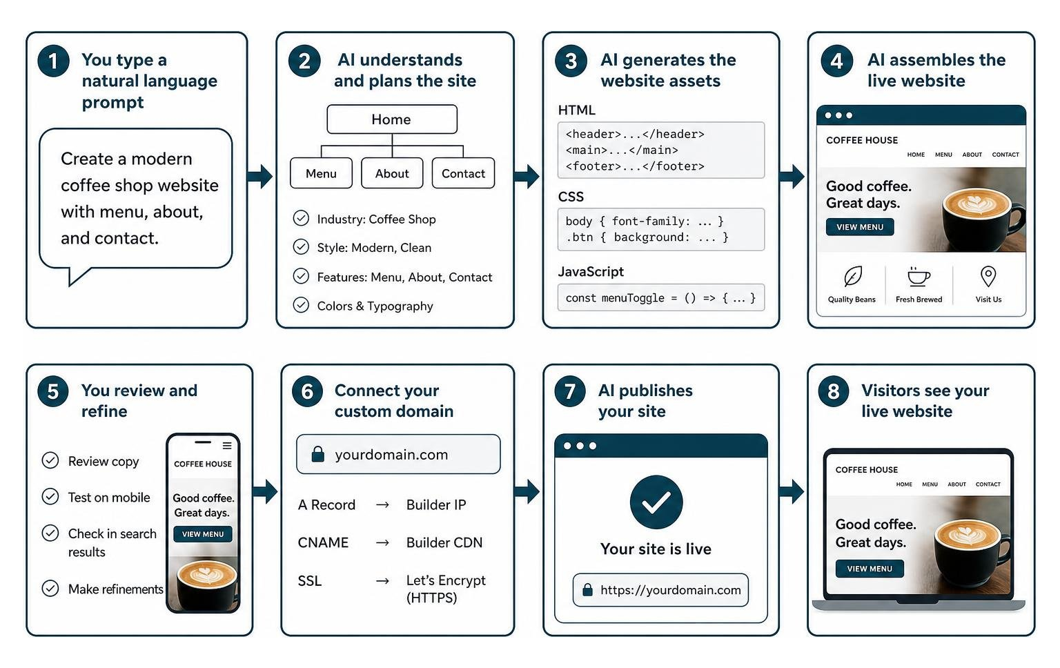 How AI transforms a natural language prompt into a live website