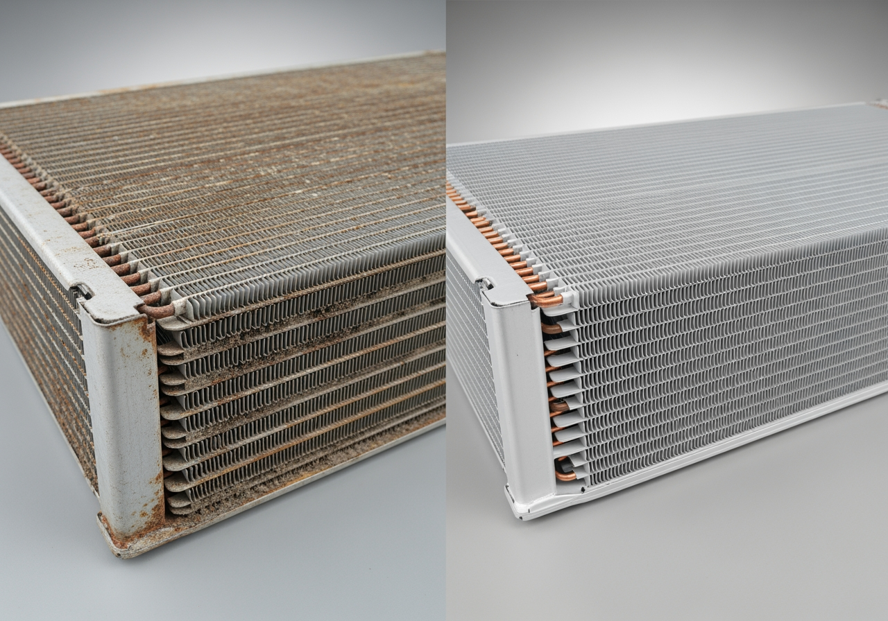 Image comparing a worn-out part next to a new one - HVAC system maintenance