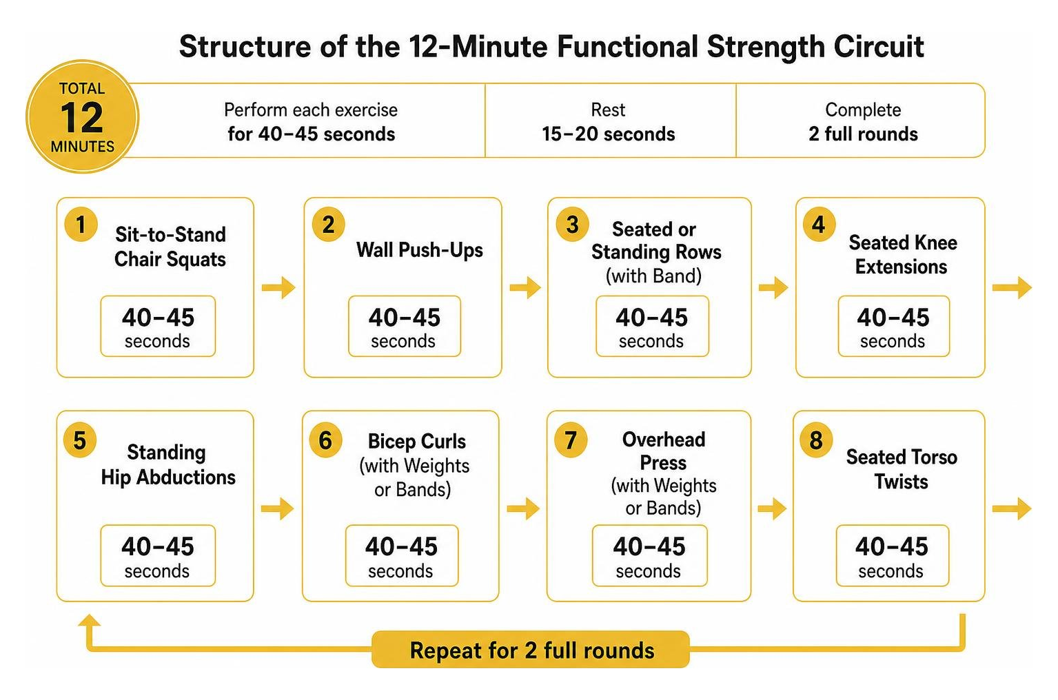 Structure of the 12-minute functional strength circuit