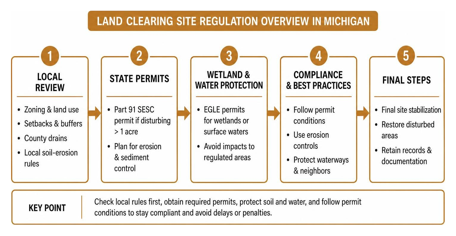 Land clearing site regulation overview in Michigan