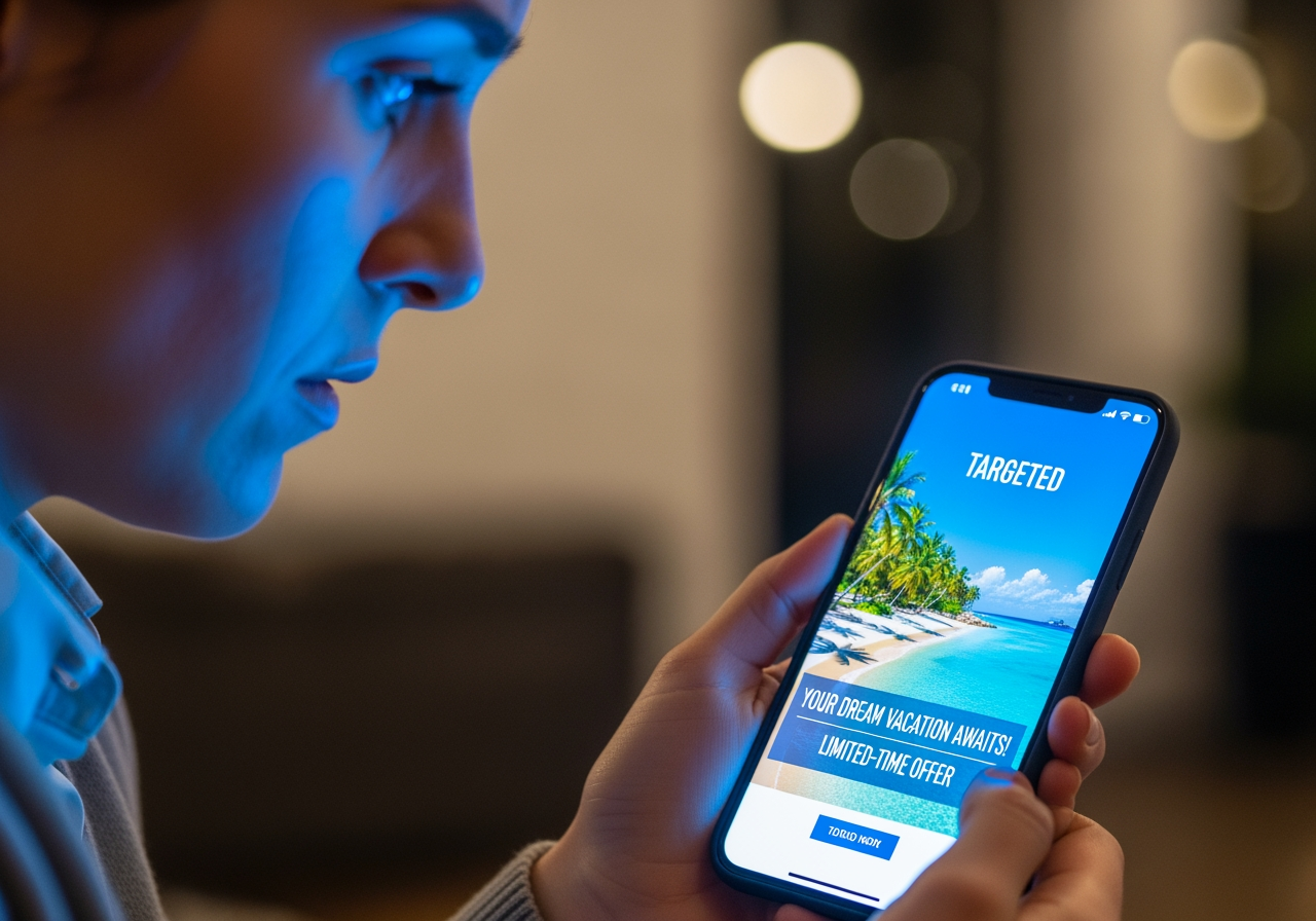 Person seeing a targeted ad on social media - small business digital marketing